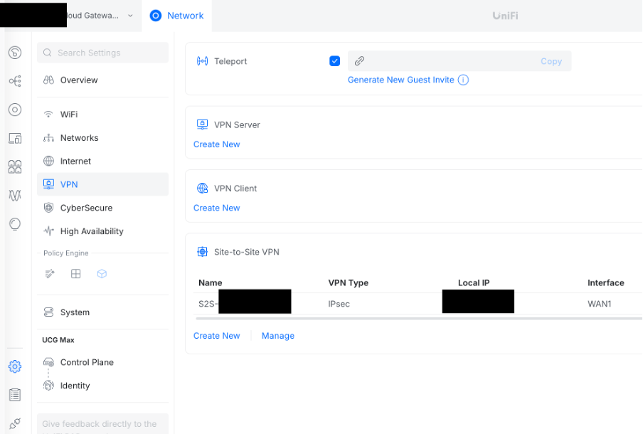 Unifi VPN herstarten